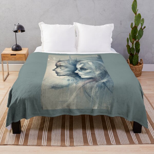 Item preview, Abstract Blue Faces - Dual Portrait designed and sold by Blink Art Studio.