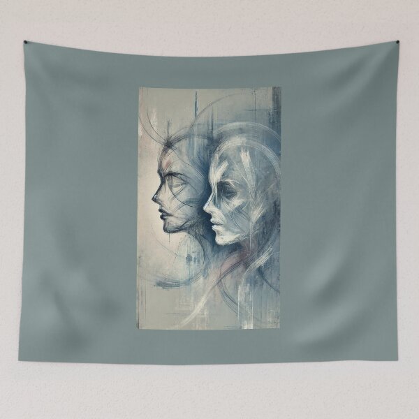 Item preview, Abstract Blue Faces - Dual Portrait designed and sold by Blink Art Studio.