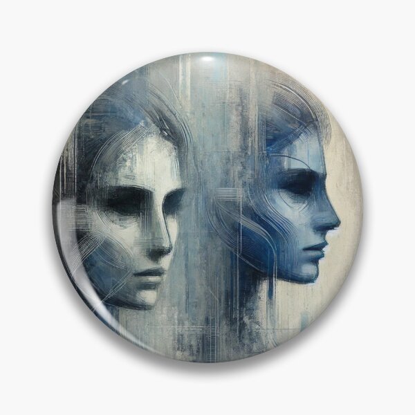 Item preview, Abstract Blue Faces - Dual Portrait designed and sold by Blink Art Studio.