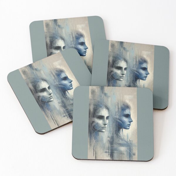 Item preview, Abstract Blue Faces - Dual Portrait designed and sold by Blink Art Studio.