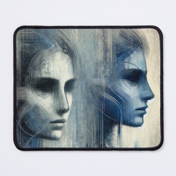 Item preview, Abstract Blue Faces - Dual Portrait designed and sold by Blink Art Studio.