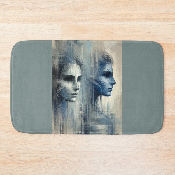 Item preview, Abstract Blue Faces - Dual Portrait designed and sold by Blink Art Studio.
