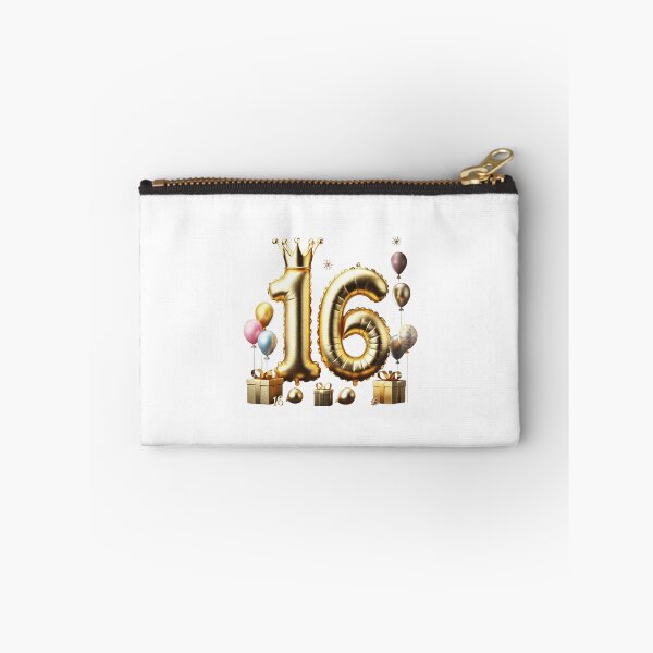 Aperçu de l'œuvre Ballon doré numéro 16 avec couronne et décorations de fête d'anniversaire créée et vendue par momo9981.