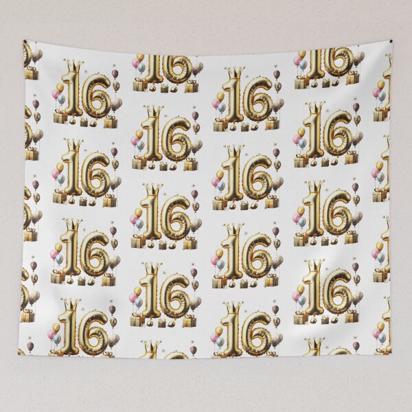 Item preview, Golden Balloon Number 16 with Crown and Birthday Party Decorations designed and sold by momo9981.