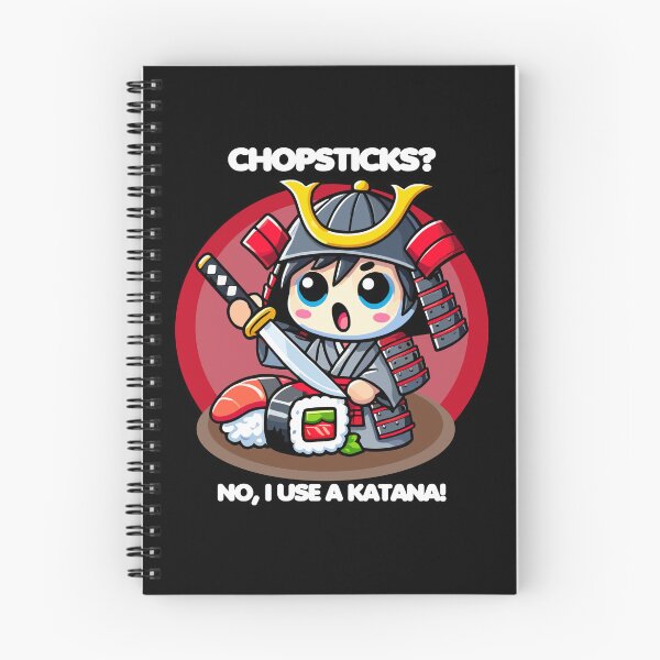 Item preview, Kawaii Samurai Slicing a Sushi - Chopsticks? No, I use a katana designed and sold by MaateoDesign.