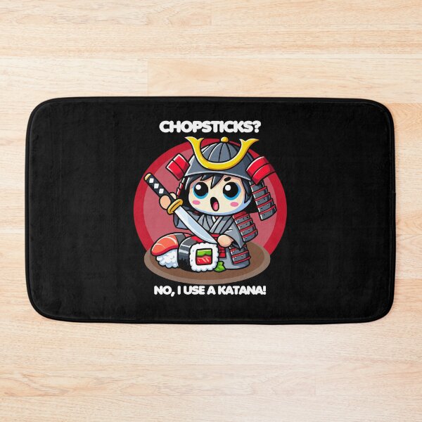 Item preview, Kawaii Samurai Slicing a Sushi - Chopsticks? No, I use a katana designed and sold by MaateoDesign.