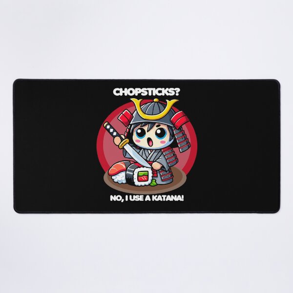 Item preview, Kawaii Samurai Slicing a Sushi - Chopsticks? No, I use a katana designed and sold by MaateoDesign.