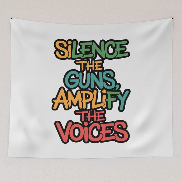 Item preview, Anti-War art – "Silence the Guns, Amplify the Voices" – Multicolor Typography Design designed and sold by paulo silveira.