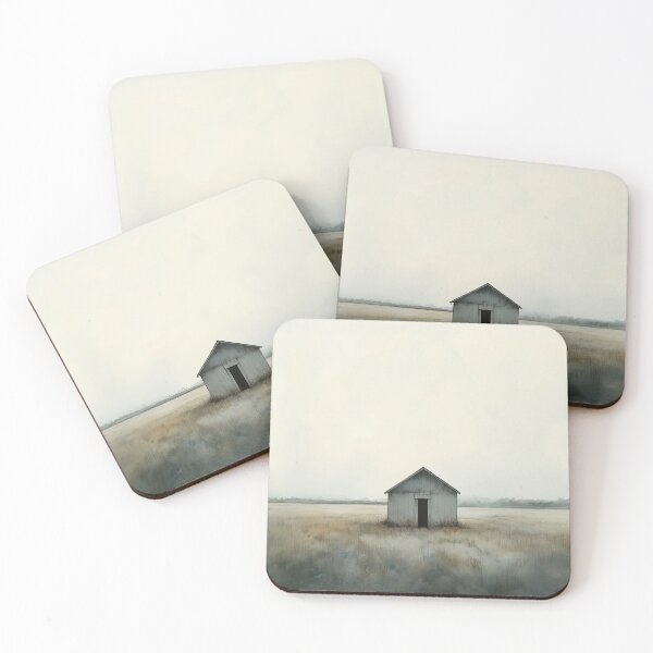 Item preview, Solitude in the Fields - Minimalist Barn Landscape designed and sold by solynneart.