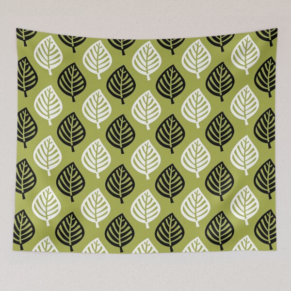 Item preview, Autumn Leaf Pattern Olive Green Black & White designed and sold by tonymagnerart.