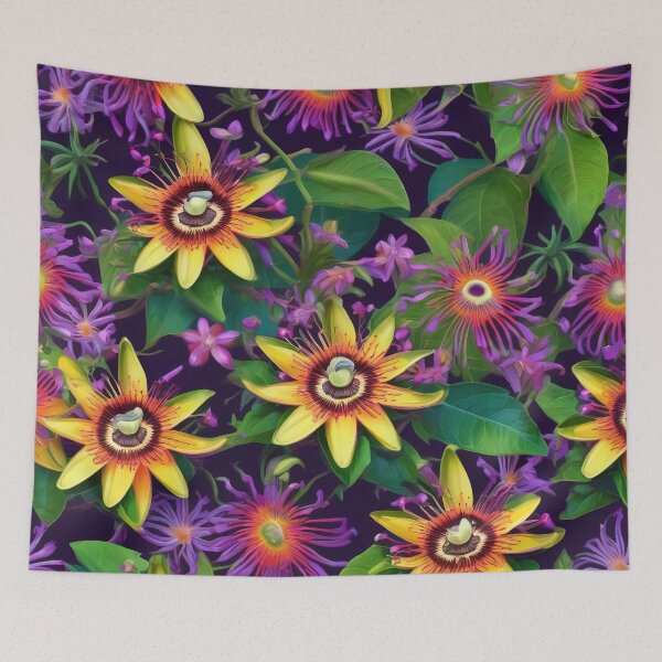 Item preview, Passion Flower Colorful Herbal Medicine Passiflora Incarnata Allover Pattern designed and sold by DreamCraze.