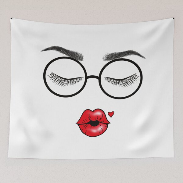 Item preview, Glasses eyes and red lips kiss designed and sold by Mermaidssparkle.