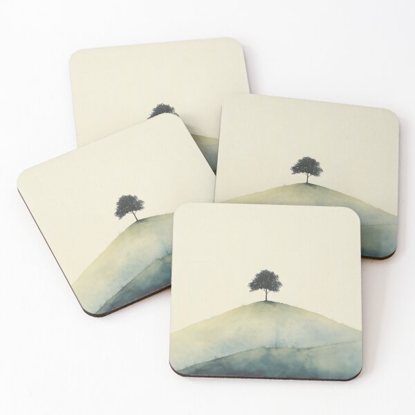 Item preview, Lonely Tree on the Hill - Minimalist Landscape designed and sold by solynneart.