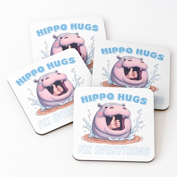 Item preview, funny saying from dead human : hippo hugs fix everything for moo deng design for t-shirt designed and sold by puurfectcat.