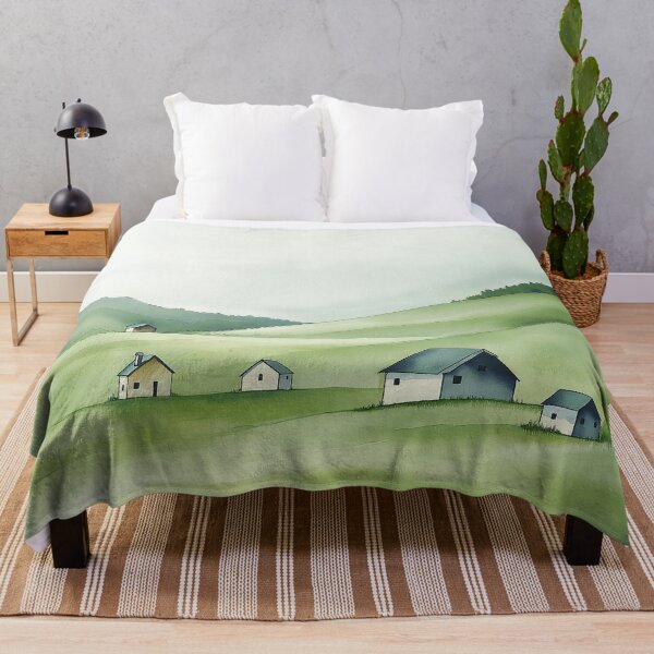 Item preview, Homes on the Hillside - Minimalist Rural Landscape designed and sold by solynneart.