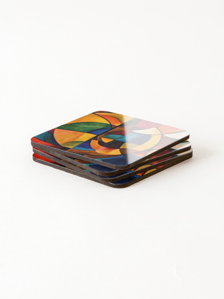 Thumbnail 4 of 5, Coasters (Set of 4), Colorful Shapes designed and sold by Visual-Elixir.