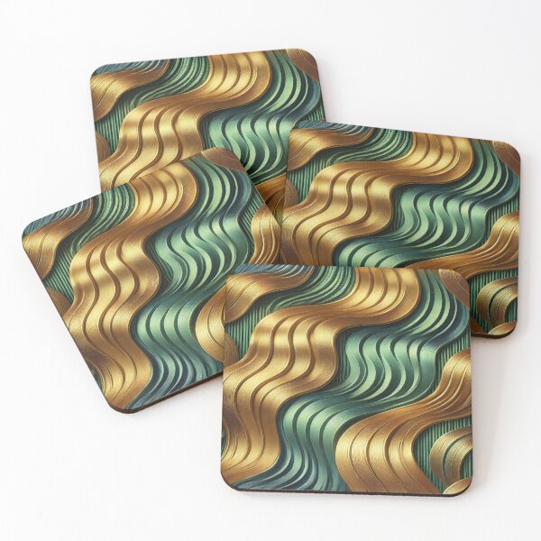 Item preview, Golden Waves of Luxury Flowing Through Emerald Green designed and sold by TeslaSt0re.
