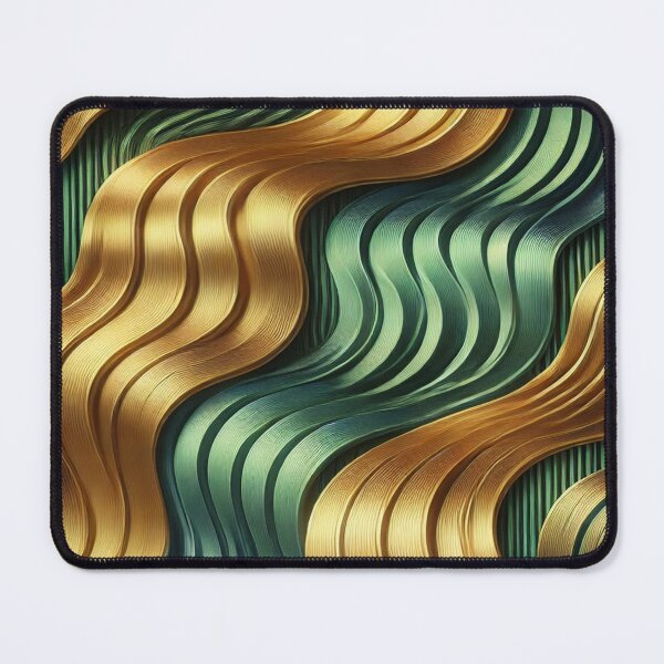 Item preview, Golden Waves of Luxury Flowing Through Emerald Green designed and sold by TeslaSt0re.
