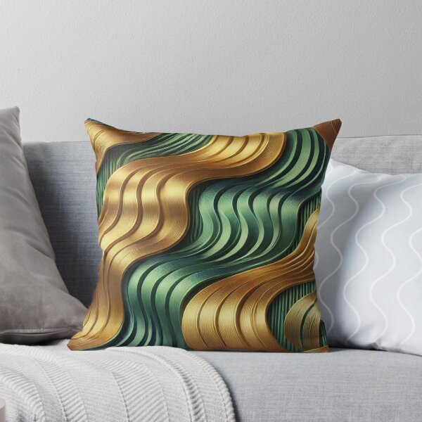 Item preview, Golden Waves of Luxury Flowing Through Emerald Green designed and sold by TeslaSt0re.