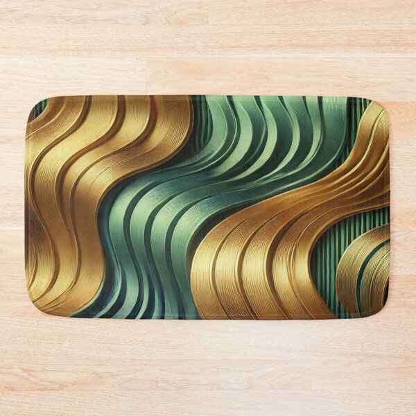 Item preview, Golden Waves of Luxury Flowing Through Emerald Green designed and sold by TeslaSt0re.
