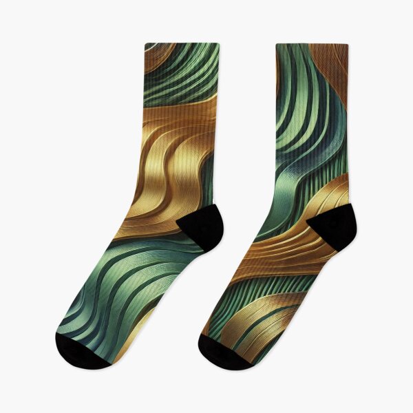 Item preview, Golden Waves of Luxury Flowing Through Emerald Green designed and sold by TeslaSt0re.