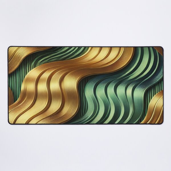 Item preview, Golden Waves of Luxury Flowing Through Emerald Green designed and sold by TeslaSt0re.