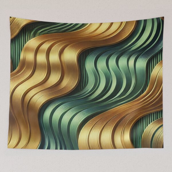 Item preview, Golden Waves of Luxury Flowing Through Emerald Green designed and sold by TeslaSt0re.