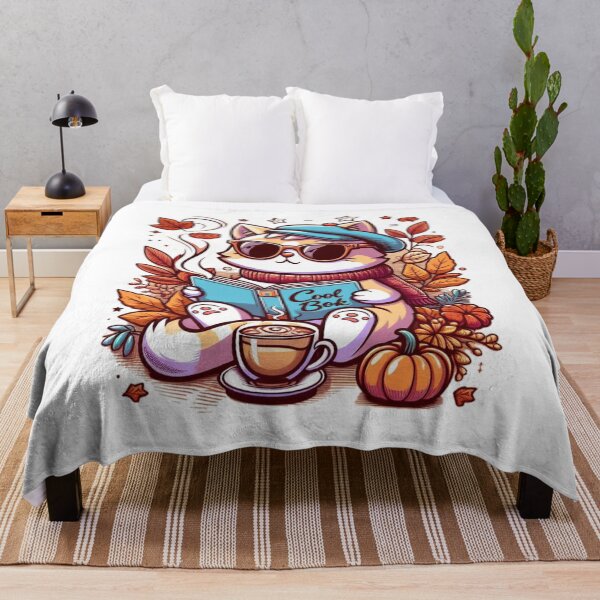 Item preview, A cute cat reading a book with autumn vibes designed and sold by Coollzone.