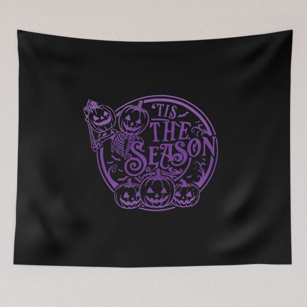 Item preview, Vintage Halloween "Tis the Season" Skeleton and Pumpkin Design - Spooky Jack-O'-Lantern Graphic with Swirling Effects designed and sold by Sun Sand & Sea Art.