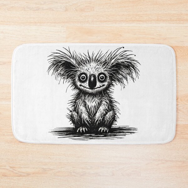 Item preview, Scruffy Black and White Koala Monster - Quirky Creature designed and sold by Blink Art Studio.