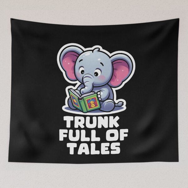 Item preview, Trunk Full of Tales -Cute Elephant Reading designed and sold by Taans-Creation.