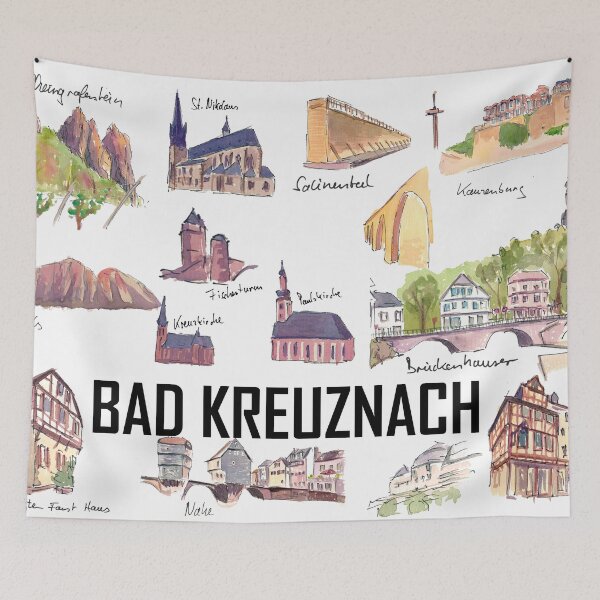 Item preview, Bad Kreuznach Germany Illustrations with Travel Plans, Highlights and Memories designed and sold by artshop77.