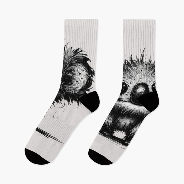 Item preview, Scruffy Black and White Koala Monster - Quirky Creature designed and sold by Blink Art Studio.