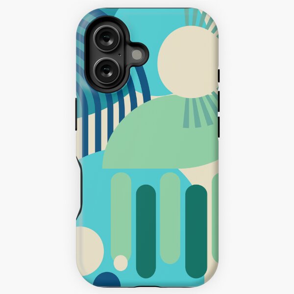 Item preview, Geometric Modern Abstract Form Style Retro No.5 Aqua Sage Indigo designed and sold by MirabiliaMagpie.