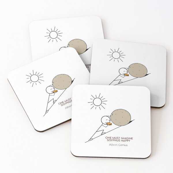 Item preview, One Must Imagine Sisyphus Happy Eating Philosophy Cartoon designed and sold by JoyfulSisyphus.