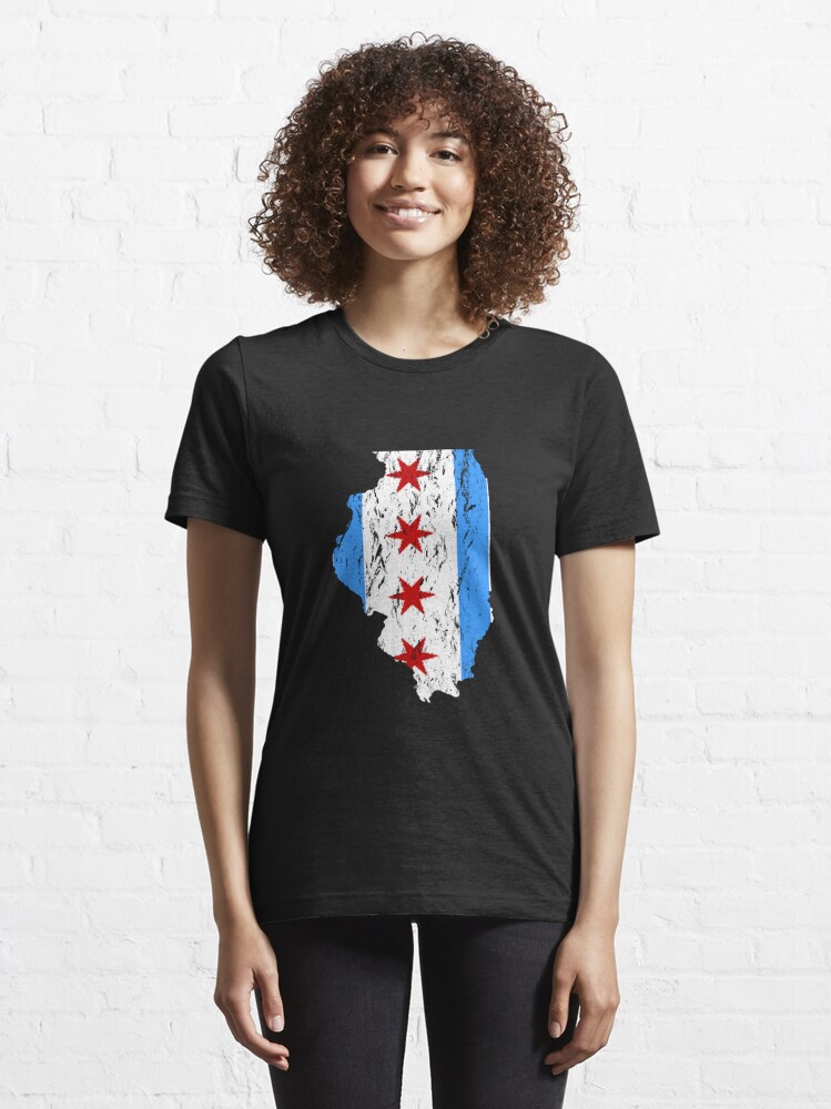 Distressed Chicago Flag Tee - Women's