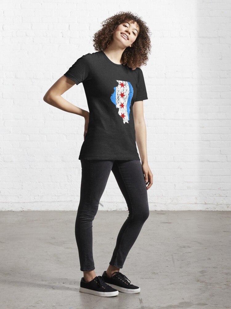 Distressed Chicago Flag Tee - Women's