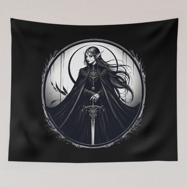 Item preview,  Elven Dark Sorceress with Sword - Gothic Fantasy Art designed and sold by IllumeInk.