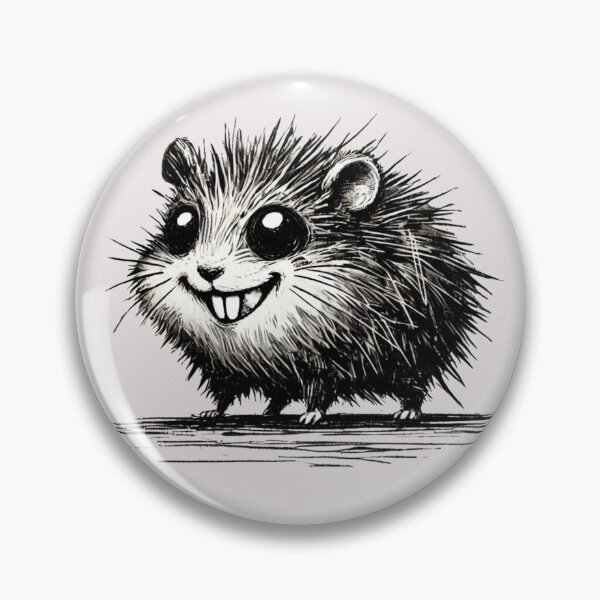 Item preview, Scruffy Black and White Hamster Monster - Playful Creature designed and sold by Blink Art Studio.