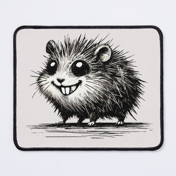 Item preview, Scruffy Black and White Hamster Monster - Playful Creature designed and sold by Blink Art Studio.