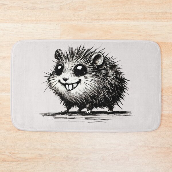 Item preview, Scruffy Black and White Hamster Monster - Playful Creature designed and sold by Blink Art Studio.