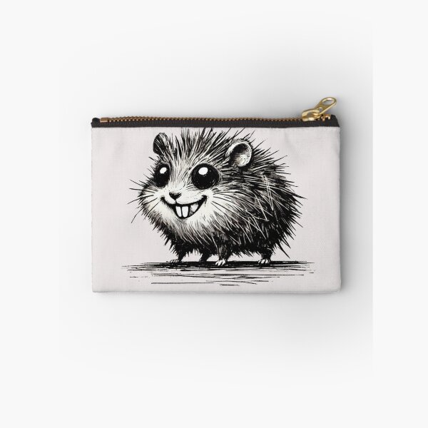 Item preview, Scruffy Black and White Hamster Monster - Playful Creature designed and sold by Blink Art Studio.