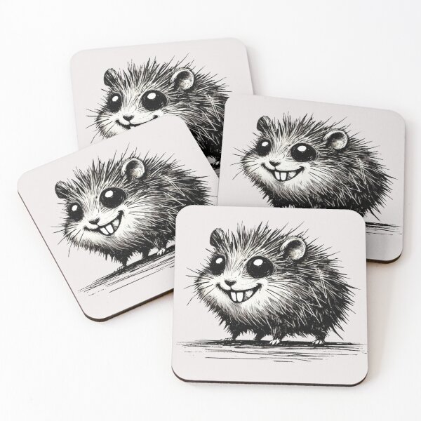 Item preview, Scruffy Black and White Hamster Monster - Playful Creature designed and sold by Blink Art Studio.