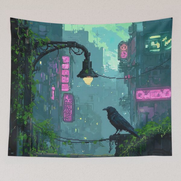 Item preview, Raven Perched in Neon Alley designed and sold by KCrowDesigns.
