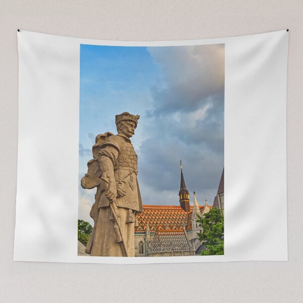 Item preview, Statue in front of the Matthias church in sunset, Budapest Hungary designed and sold by goceris.