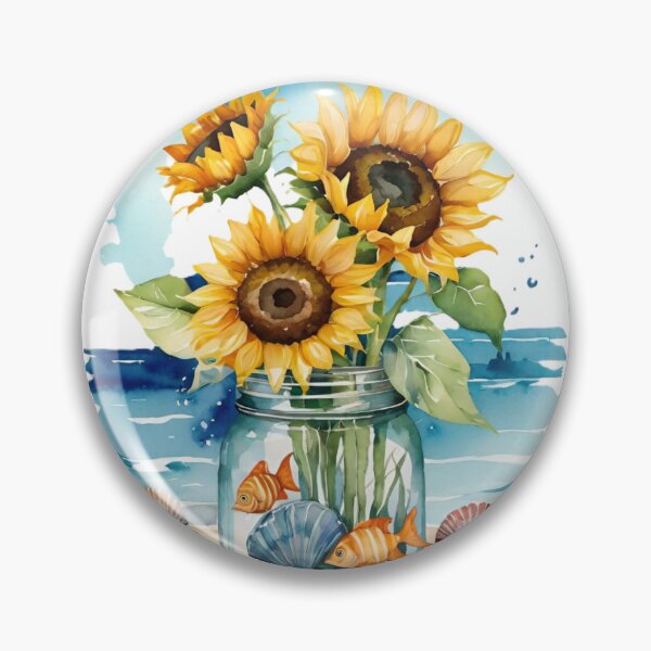Item preview, Watercolor Sunflower, Mason Jar With Flowers, Flowers In Mason Jar, sunflower watercolor painting  designed and sold by Lijostore7.