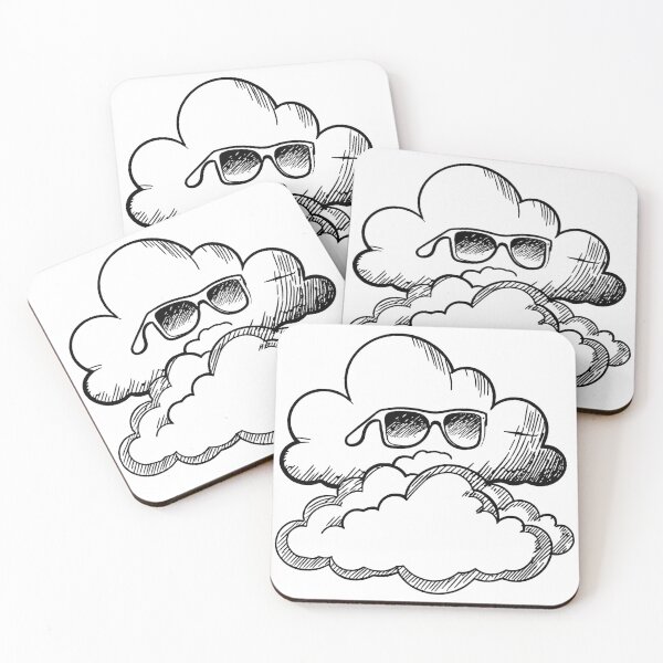 Item preview, Cloud with Sunglasses Line Drawing designed and sold by GeoSketchWear.
