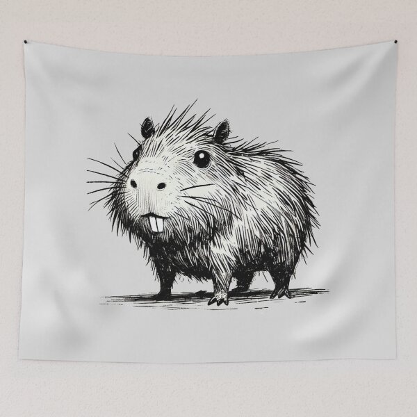 Item preview, Scruffy Capybara Monster - Playful Creature designed and sold by Blink Art Studio.