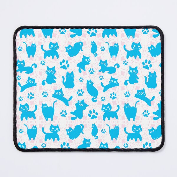 Item preview, Blue Cats with Faded Pink Seamless Pattern in White Background designed and sold by HappyHavenStu.