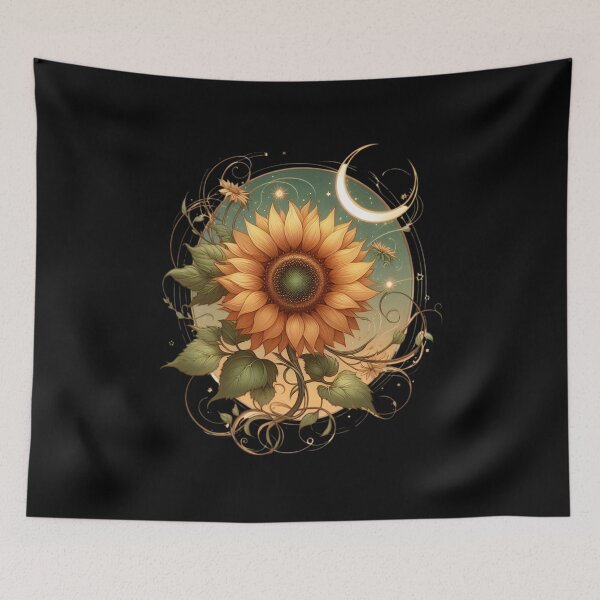 Item preview,  Celestial Sunflower with Moon and Stars designed and sold by IllumeInk.